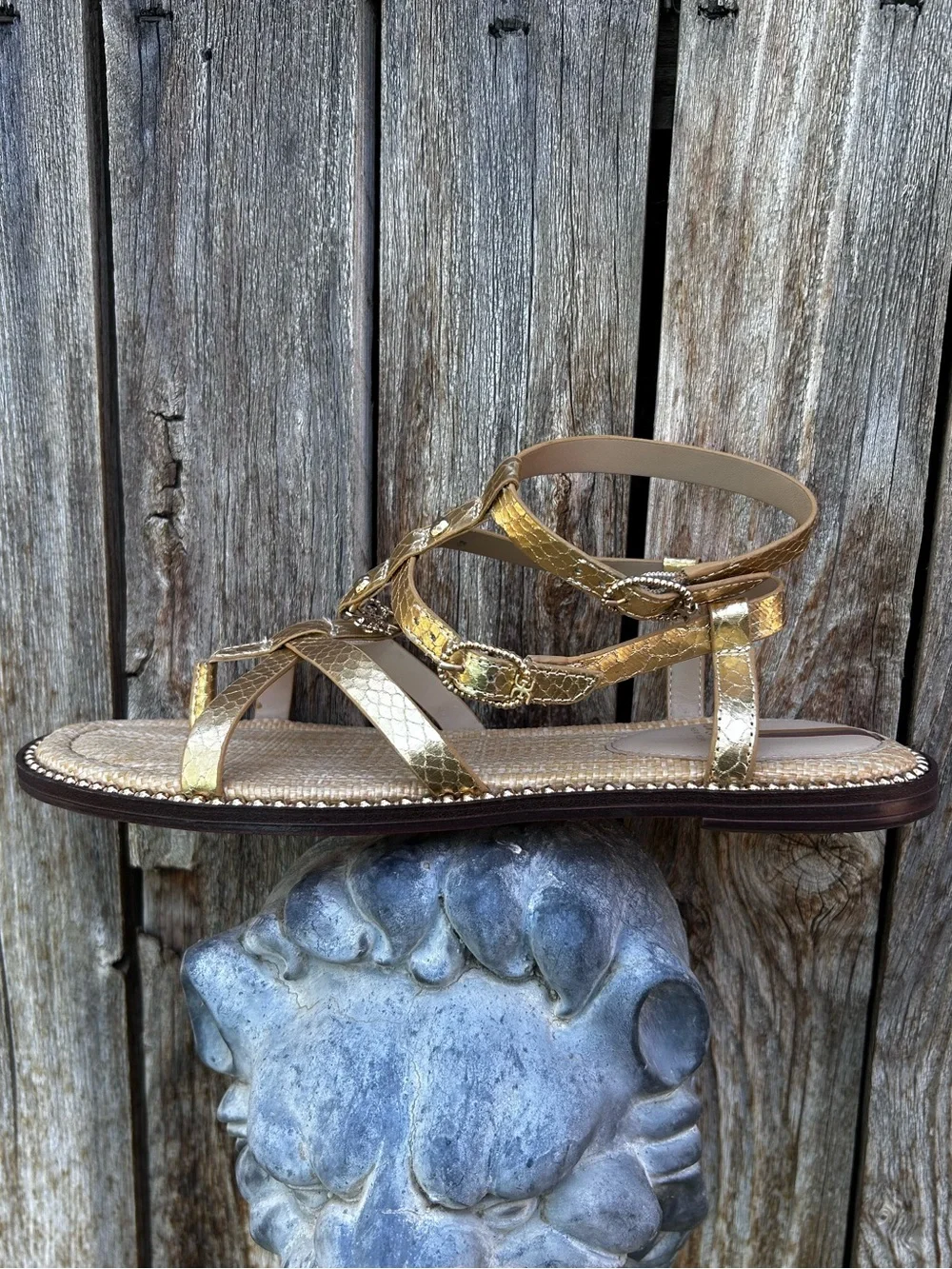 NWT Sam Edelman Talya Ankle Strap Sandal Gold 9